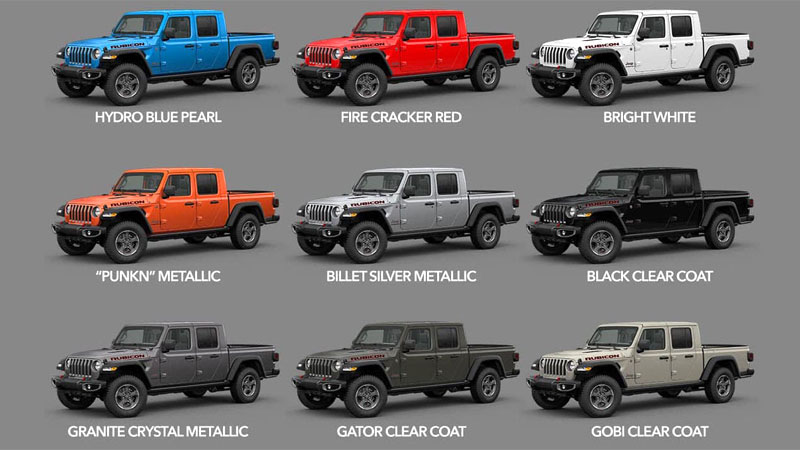 Jeep Gladiator colors